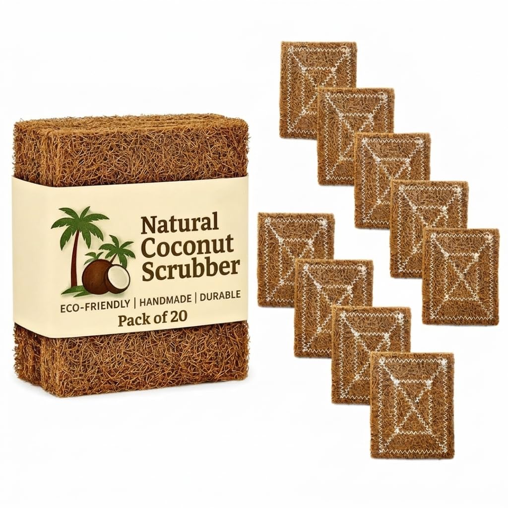 Coconut Coir Scrubber – Natural Dishwashing Pad  Pack of 20